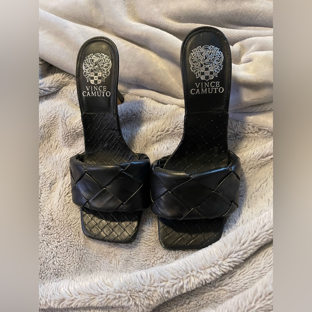 Vince Camuto Black Woven Mules